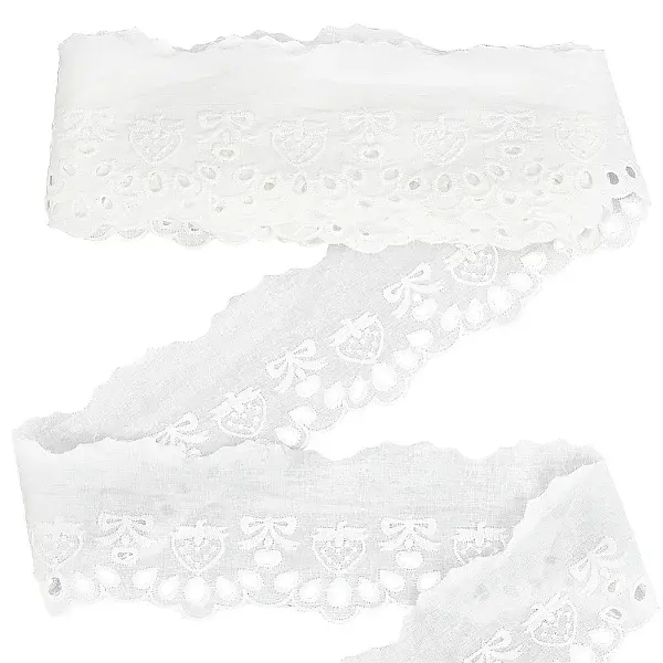 7.5 Yards Cotton Strawberry & Bowknot Embroidery Lace Ribbon