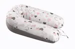 Bomimi ADOS kojící polštář 150x30, SRDÍČKA růžová/šedá