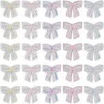 40Pcs 5 Colors Polyester with Mesh Embroidered Cloth Sew on Patches