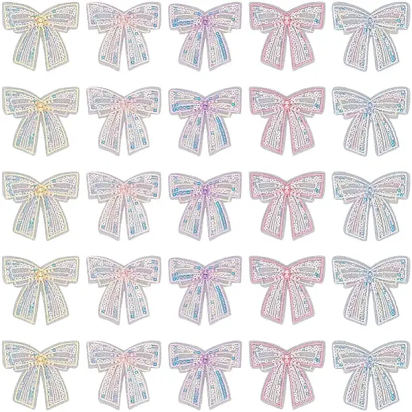 40Pcs 5 Colors Polyester with Mesh Embroidered Cloth Sew on Patches