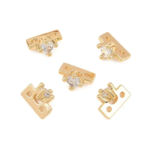 Brass Pave Clear Cubic Zirconia Spacer Bars