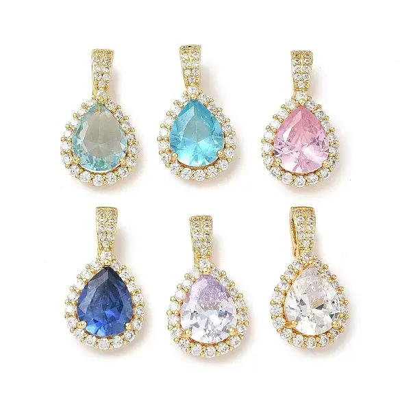 Brass Micro Pave Cubic Zirconia Pendants