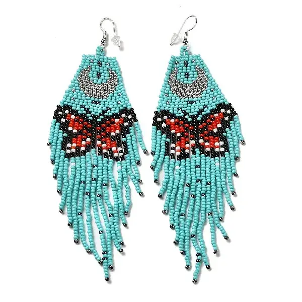 Bohemia Woven Glass Seed Bead Dangle Earrings