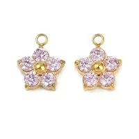 304 Stainless Steel Micro Pave Cubic Zirconia Charms