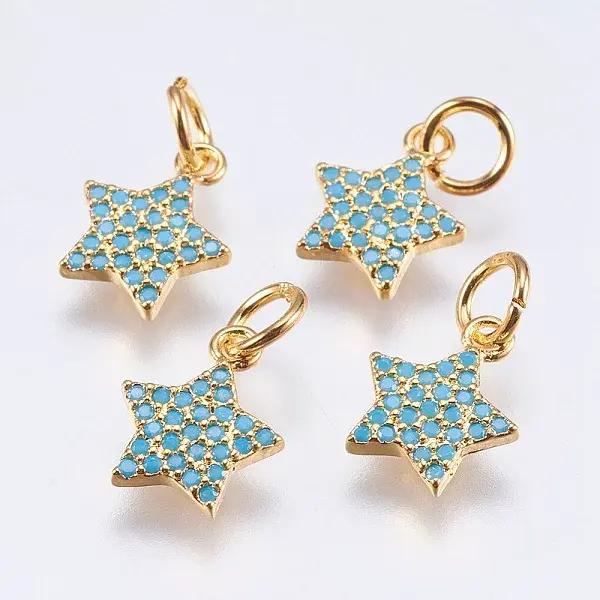 Brass Micro Pave Cubic Zirconia Charms