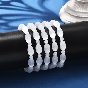 Natural Selenite Beaded Stretch Bracelets for Women