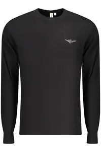 Černý pánský svetr s výstřihem do V