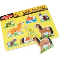 Melissa & Doug Puzzle drevené so zvukmi Domáce zvieratá 8 dielikov