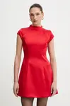 Šaty Bardot červená barva, mini, 59329DB2