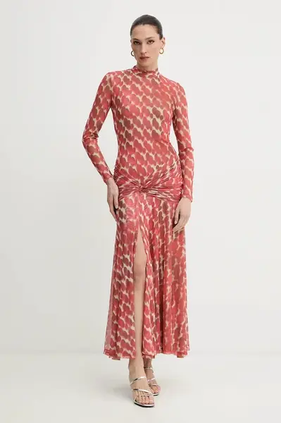 Šaty Bardot oranžová barva, maxi, přiléhavé, 58853DB9