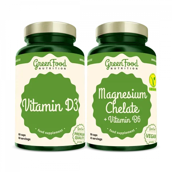 GREENFOOD NUTRITION Duopack Magnesium Chelate 90ks+ Vitamin D3 60ks