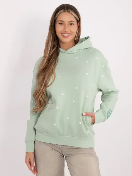 Dámska mikina s kapucňou v pistáciovej farbe
