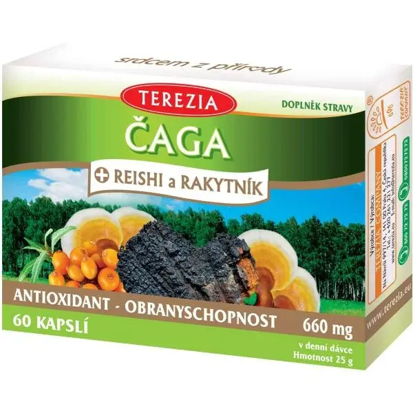 TEREZIA ČAGA + REISHI A RAKYTNÍK 60 CAPS Doplněk stravy, , velikost