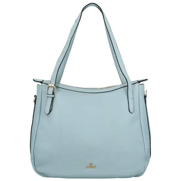 Módní dámská koženková kabelka na rameno Theia, světle modrá
