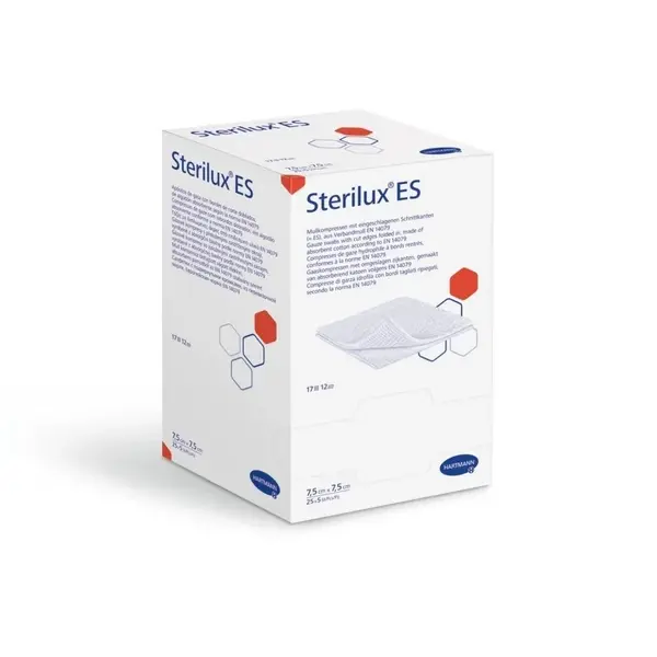 Sterilux ES Kompresní gáza nesterilní 17 vláken 8 vrstev 7,5x7,5cm 100ks