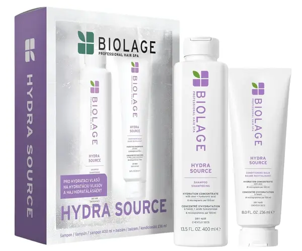 Dárková sada pro hydrataci suchých vlasů Biolage Hydra Source + dárek zdarma