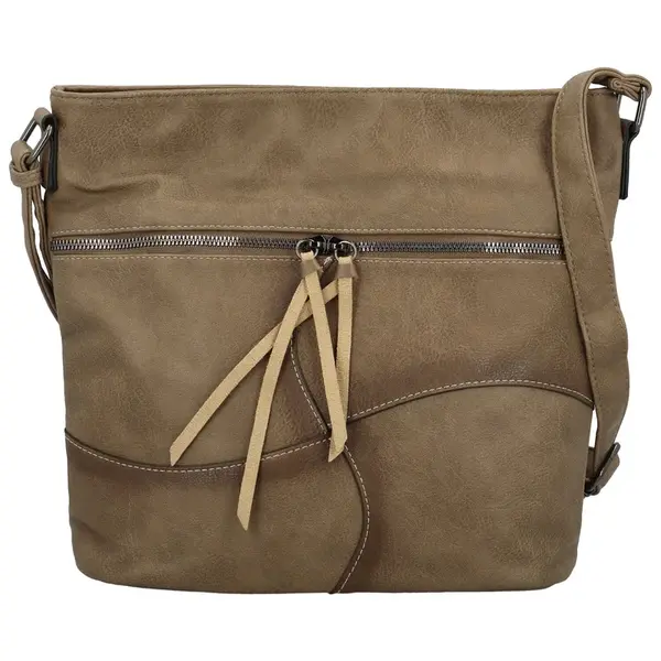Stylová dámská koženková crossbody kabelka Herta, khaki