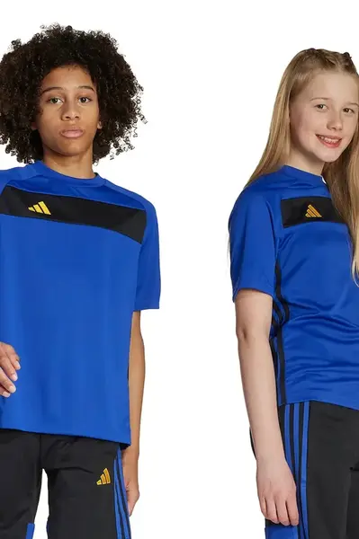 Dětské tričko adidas Performance modrá barva, s aplikací, JW4615