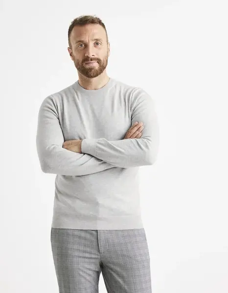 Svetlošedý pánsky basic sveter Celio
