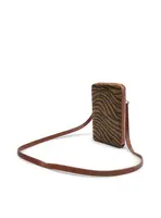 Čierno-hnedé dámske vzorované puzdro na krk ORSAY