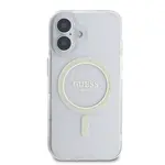 Zadní kryt Guess IML Glitter Ring MagSafe pro Apple iPhone 16 Plus, transparentní