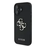 Zadní kryt Guess PU Grained 4G Metal Logo pro Apple iPhone 16, černá