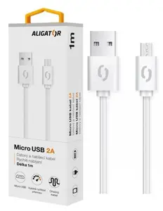 Datový kabel ALIGATOR 2A micro USB 1m, bílý