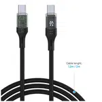 Nabíjecí a datový kabel FIXED s displejem, USB-C/USB-C, podpora PD, 1.2m, USB 2.0, 100W, černá