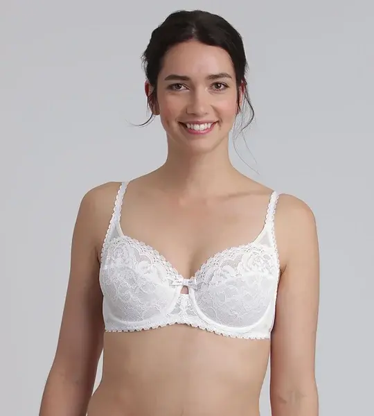 DIM 
PLAYTEX UNDERWIRE BALCONETTE BRA - Women's lace bra with underwire - white