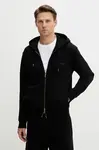 Bavlněná mikina Armani Exchange pánská, černá barva, s kapucí, hladká, XM001293 AF20934