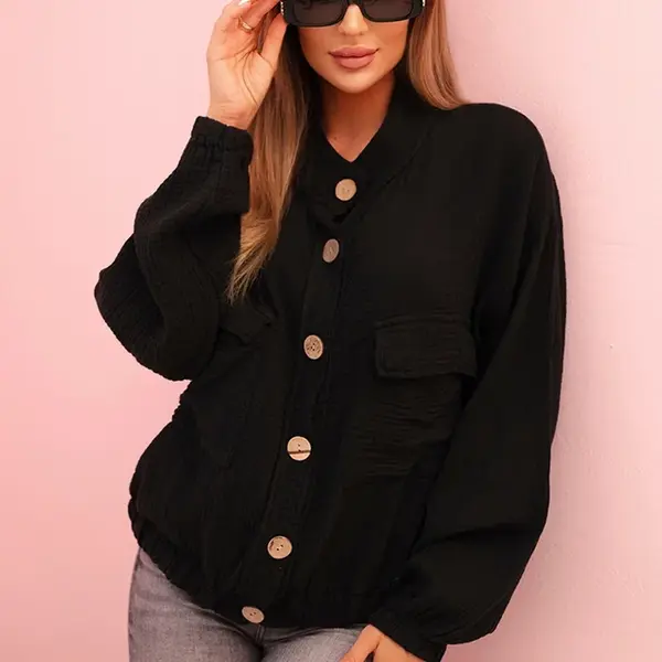 Kesi Włoski Dámská mušelínová košile s dlouhým rukávem černá