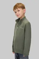 Dětská bavlněná mikina Calvin Klein Jeans zelená barva, hladká, IU0IU00721