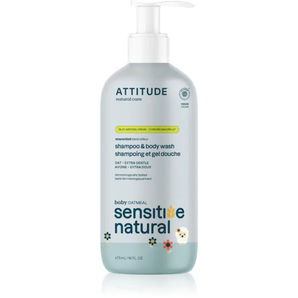 Attitude Sensitive Natural Baby Oatmeal šampon a mycí gel 2 v 1 pro citlivou pokožku pro děti 473 ml