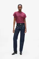 Bavlněné džíny Karl Lagerfeld dámské, tmavomodrá barva, A4W10093