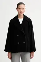 Kabát s vlnou Marc O'Polo černá barva, 508017570119