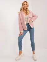 Zaprášená růžová elegantní bunda s nádechem vlny
