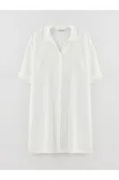 Dámská košile LC Waikiki s límečkem, rovný střih, krátký rukáv, oversized tunika