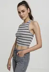 Dámské tričko Rib Stripe Cropped Top tmavě/bílá/šedá