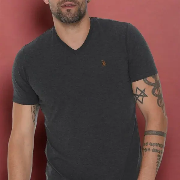 T8568 DEWBERRY V-NECK MEN'S T-SHIRT-DARK ANTHRACITE