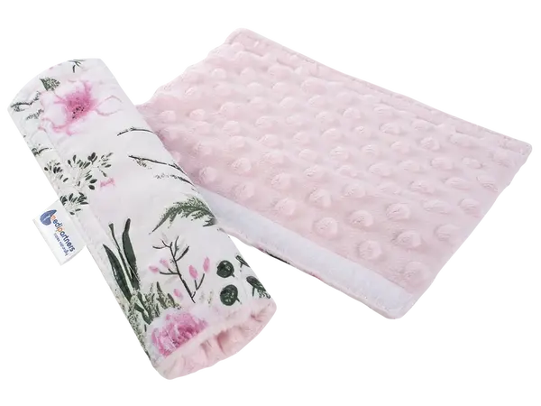 Medi Partners Cotton + minky car seat belt protector – Flowers + pink minky