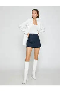Koton Linen Shorts Skirt Button Detail