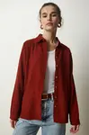 Happiness İstanbul Women's Tile Corduroy Velvet Woven Jacket Shirt