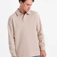 Ombre Men's structured knit polo collar sweatshirt - beige