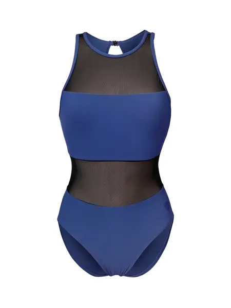 ARENA Jednodielne plavky 'MESH PANELS VENT BACK'  modrá / čierna