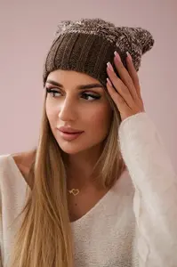 Kesi Čepice Paris fleece K213 hnědá+ecru