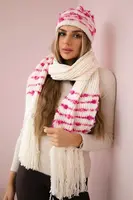 Dámský set s šátkem Anika K304 ecru + fuchsie
