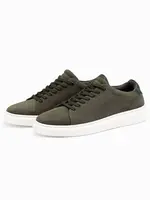 Ombre Men's classic soft suede sneaker shoes - dark olive