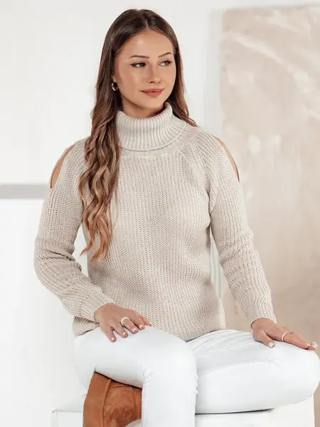 Sweter damski GOLFIVA beżowy Dstreet