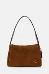 Semišová kabelka Coach Lola hnědá barva, CDD06