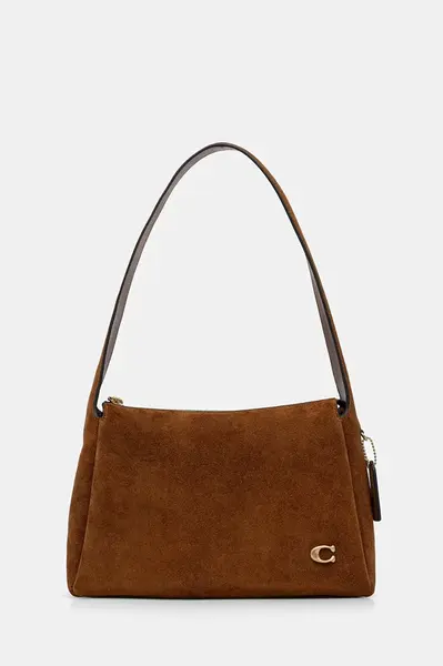 Semišová kabelka Coach Lola hnědá barva, CDD06